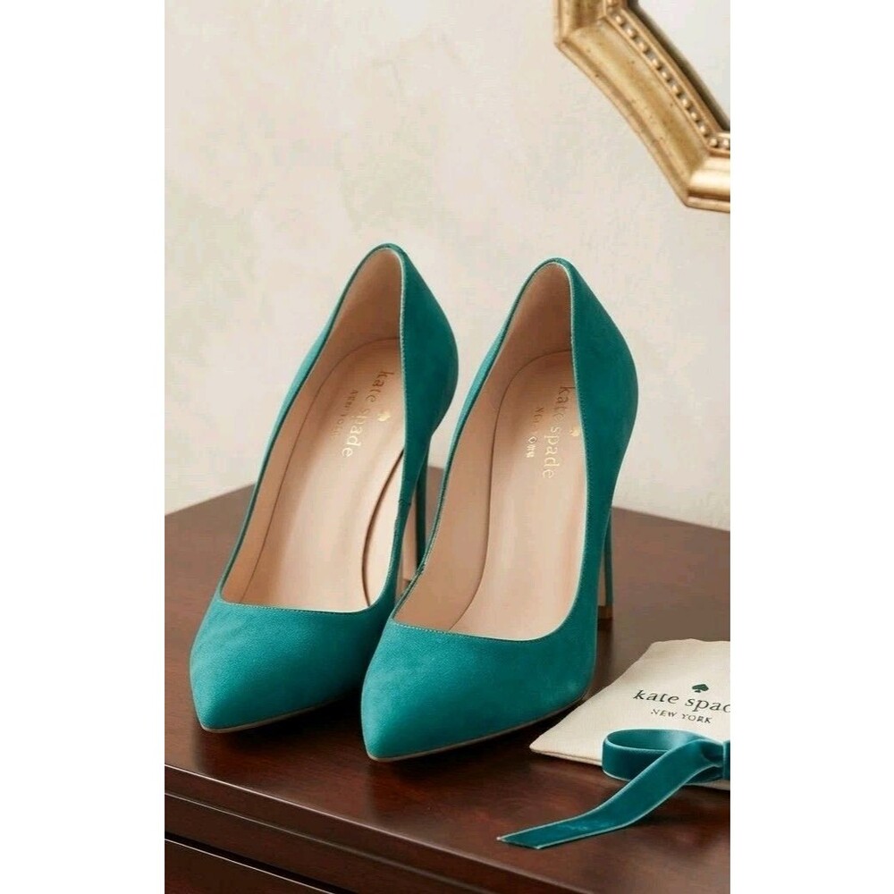 KATE SPADE NY Green Suede High Heel Pointed Toe Pumps Women’s Size 6.5